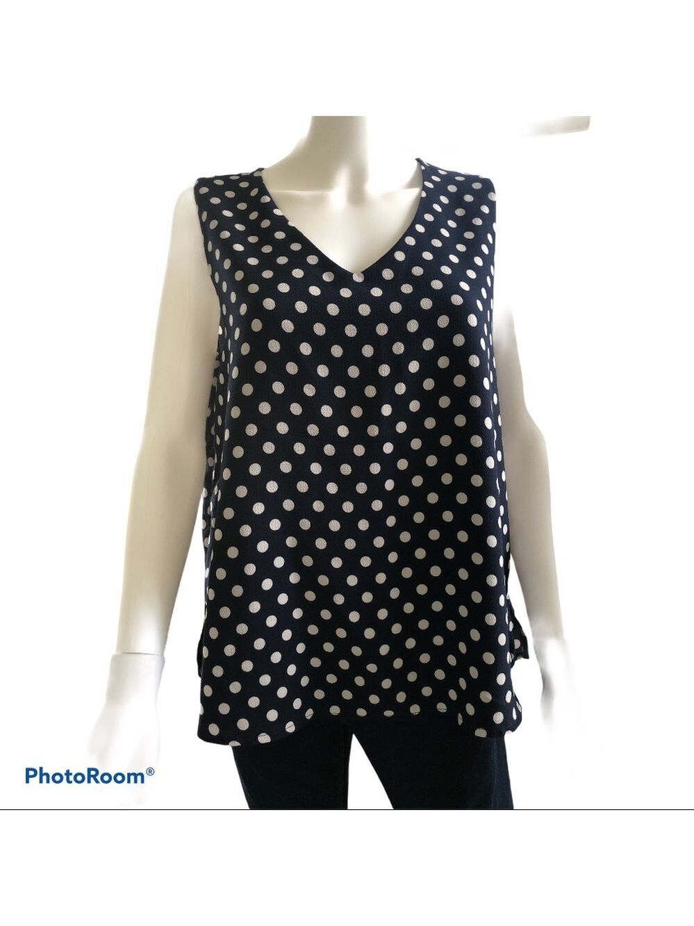 $5 SALE Halogen Petite Sleeveless Polka Dot Top Size MP
